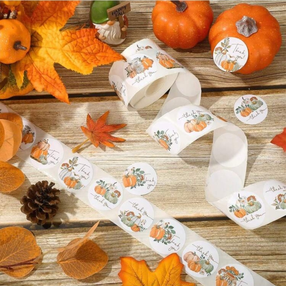 500 Autumn Pumpkin Thank You Stickers